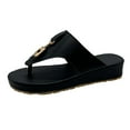 thumbnail image 1 of Women‘s European And American Leather Flip-Flops Sandals Comfortable Metal Decor Feature Pattern With Arch Support Flat Thong Sandals, 1 of 8