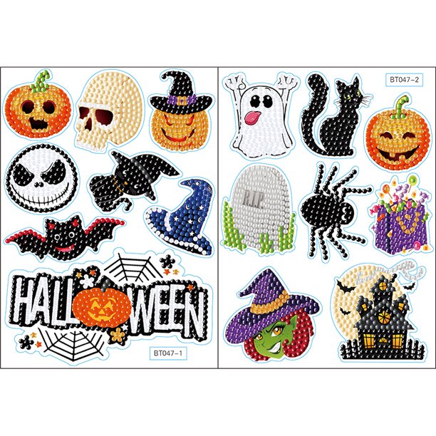 (BT047) 16 Uds. Pintura Diamantes Nueva DIY Con Pegatinas Aleatorias para Halloween (dos Pequeñas)