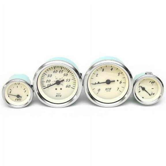 VeeThree Boat Gauge Set | Cream Silver (Set of 4)