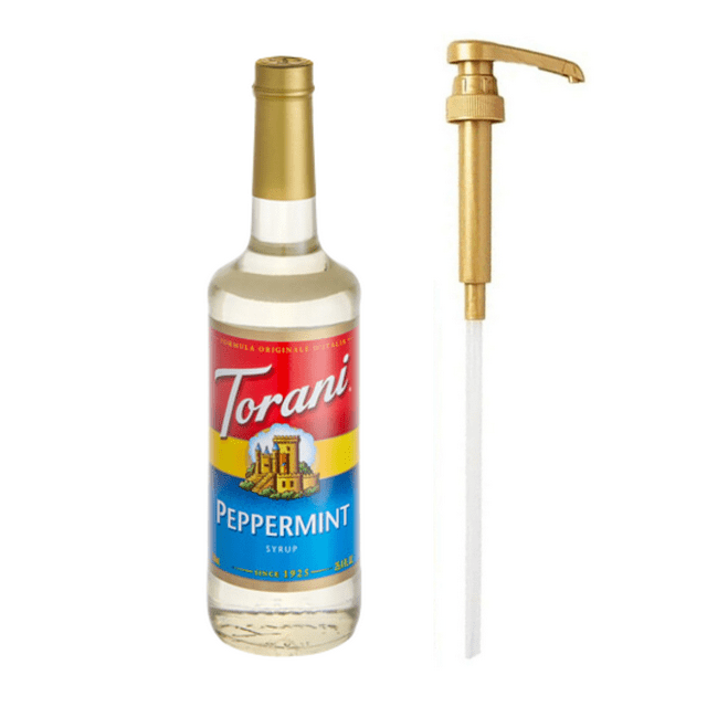 Torani Sirop Aromatisé à la Menthe Poivrée en Plastique 750 ml Pompe Doseuse Bonus