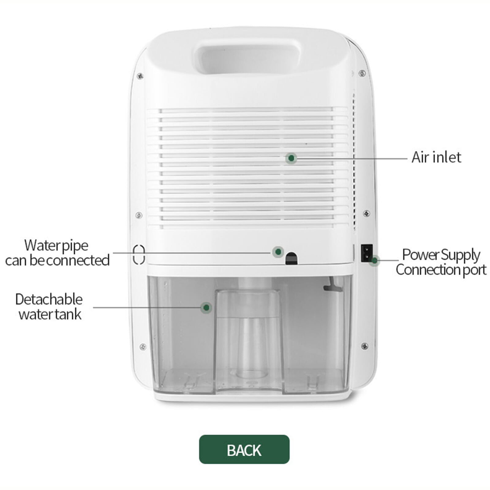DENEST Whisper Quiet 84.54oz Portable Dehumidifier with Remote Control, Plastic Material, US Plug