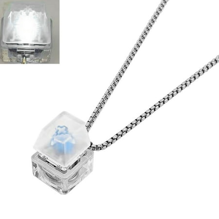 

Mechanical Keyboard Tester Click Button Necklace With LED Light Personalized Pendant Necklace Stress Relief Gifts