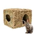 thumbnail image 3 of Frogued Woven Grass Straw Small Pet Rabbit Hamster Cage Nest House Chew Toy Foldable Bed, 3 of 9