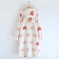 thumbnail image 6 of Women's Winter Pajamas Hooded V Neck Button Down Print Long Sleep Robe Coral Fleece Thermal Comfy Home Wear With Pockets (M, White), 6 of 9
