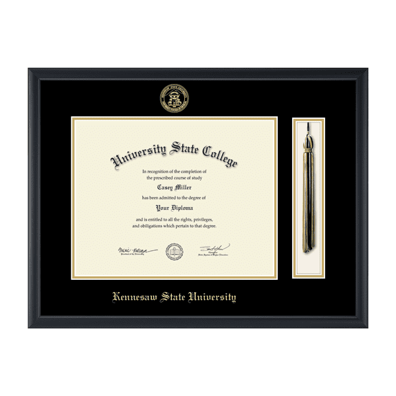 Framerly - KSU Tassel Diploma Frame with Black and Gold Mat