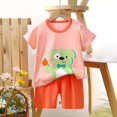 thumbnail image 2 of Toddler Kids Outfit Sets Summer Cartoon Dinosaur Print Short Sleeved Tops And Shorts Set Kids Boys Girls Loungewear Outfit Sets，2Piece，12 -18 Months, 2 of 4