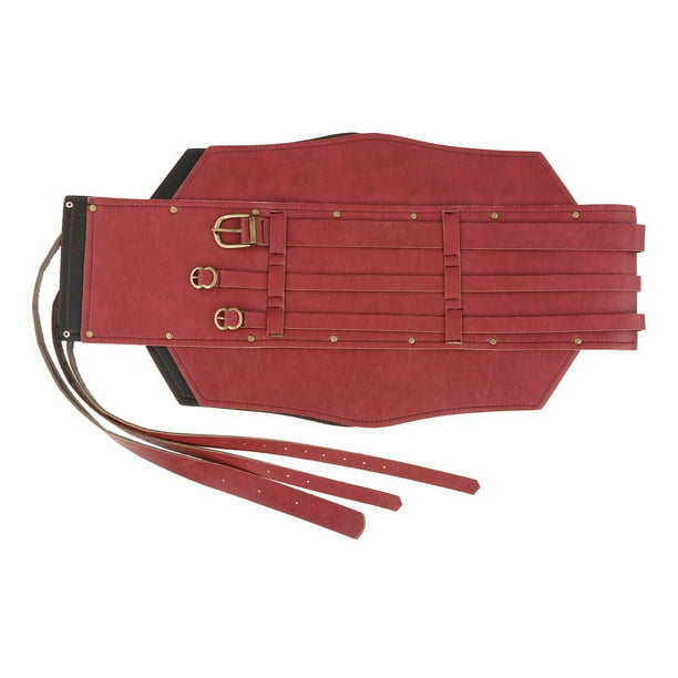 PU Leather Medieval Vintage Wide Belt Pirate Accessory Elastic Waist Belt  Red 