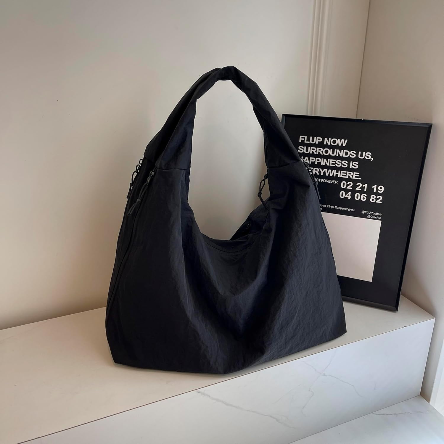 Women's Loose Hobo Multi Pockets Nylon Handbag Pure Colour Draped Hobo Bags Bags Large Shoulder Bag