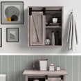 thumbnail image 3 of Landia Home Farmhouse 6.1” Width Medicine Cabinet, Sliding Barn Door Wall Mount, 2 Drawer,Brown, 3 of 10