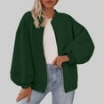thumbnail image 3 of Otntypg Fashion 2025 Baggy Jackets for Women Full Zip up Long Sleeve Open Front Cardigan Outwear Tops Loose Oversized Casual Fall Winter Outfti Clothes with Pockets Green S, 3 of 7