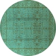 thumbnail image 1 of Ahgly Company Indoor Round Oriental Turquoise Blue Industrial Area Rugs, 6' Round, 1 of 4