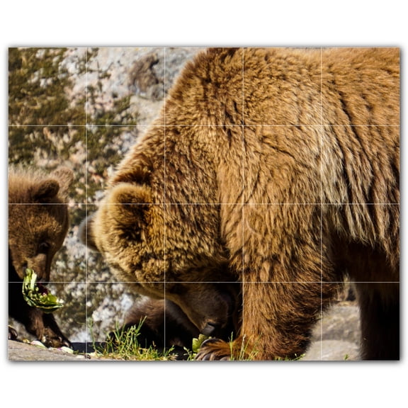 Picture-Tiles.com: Bear Ceramic Tile Wall Mural WAL500113-54M. 30"W x 24"H using (20) 6" x 6" Ceramic Tiles-Satin Finish