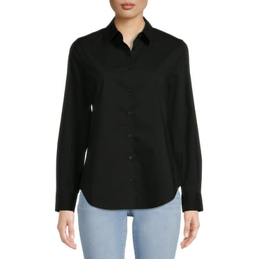 Time and Tru Women's Long Sleeve Button Front Shirt - Walmart.com