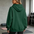thumbnail image 4 of Women Hoodies Long Sleeve Pullover Tops Solid Color Loose Casual Sweatshirts with Front Pocket Dark Green 3XL, 4 of 6