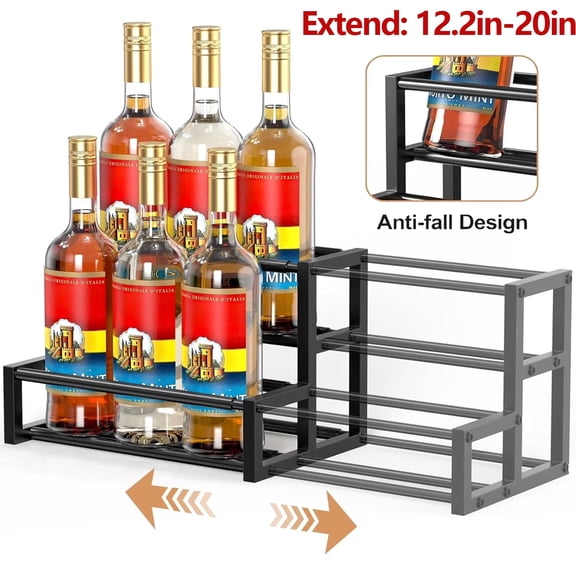 Expandable Coffee Rack, Adjustable 6-12 Bottles Storage Holder for Syrup, Liquor and Dressing, Space-Saving Coffee Bar Organizer