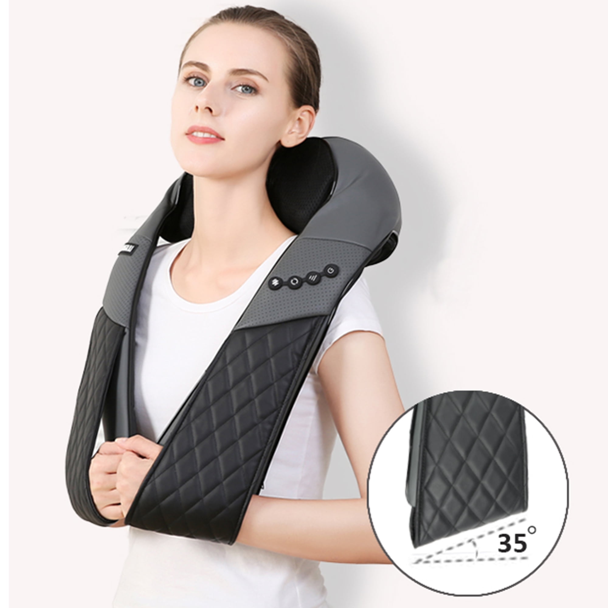 Shiatsu Back and Neck Massager, Electric Shoulder Shiatsu Massager Neck Kneading with Heat, Portable Office Car & Home Use Pressure Muscle Pain Relief Cervical Hot Massage Shawl