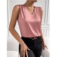 thumbnail image 7 of CHUMUD Womens Satin Tank Tops V Neck Pleated Sleeveless Business Casual Outfit Summer Dressy Work Blouse, 7 of 7