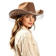 thumbnail image 5 of Western Cowboy Hat for Men Women Coffee Cowboy Country Unisex Halloween Classic Roll Up Fedora Hat, 5 of 5