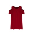 thumbnail image 5 of Loopsun Plus Size Womens Summer Tops, Women's Plus Size Top Short Sleeved Basic Casual Round Neck Off Shoulder T-shirt Loose Cotton Shirt Wine L, 5 of 5