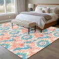 thumbnail image 4 of 6'x9' Area Rugs, Teal Orange Indoor Outdoor Area Rug for Living Room Bedroom, Modern Tie Dyeing Contemporary Abstract Art Washable Bathroom Rugs Kitchen Floor Carpet Mats Home Decor Aesthetic, 4 of 8