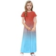 thumbnail image 6 of ATOGUTA Big Girl Dresses Short Sleeve Stretchy A-Line Sundress Casual Gradient Long Dresses Blue, Size 4-14 Years, 6 of 6