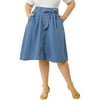 MODA NOVA Juniors' Plus Size Tie Waist Solid Color A Line Skirts Blue 14