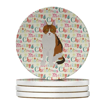 

Aegean Cat Christmas Large Sandstone Coasters Pack of 4 4 in x 4 in