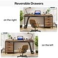 thumbnail image 5 of Tribesigns 59-Inch Computer Desk with 3 Drawers, Walnut Writing Table with Reversible Storage and File Drawer, Home Office Workstation with Metal Frame, 5 of 5