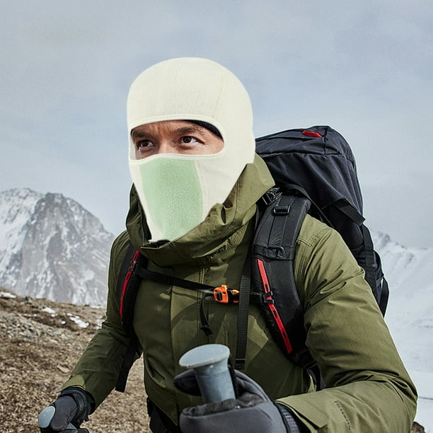 Lisbinx - Máscara de equitación cálida para exteriores de invierno, protección facial, protección para el cuello y la boca, capucha integrada, gorro de forro polar frío