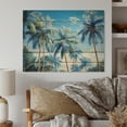 thumbnail image 2 of Designart "Blue Palms Trees Euphony" Floral Print on Natural Pine Wood, 2 of 5
