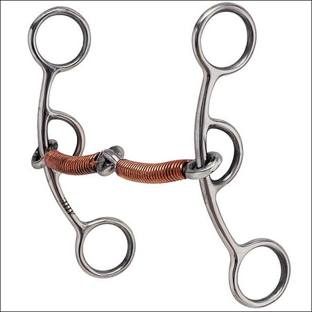 Hilason Stainless Steel Sliding Gag Horse Bit Copper Wire Wrapped Snaffle Mouth