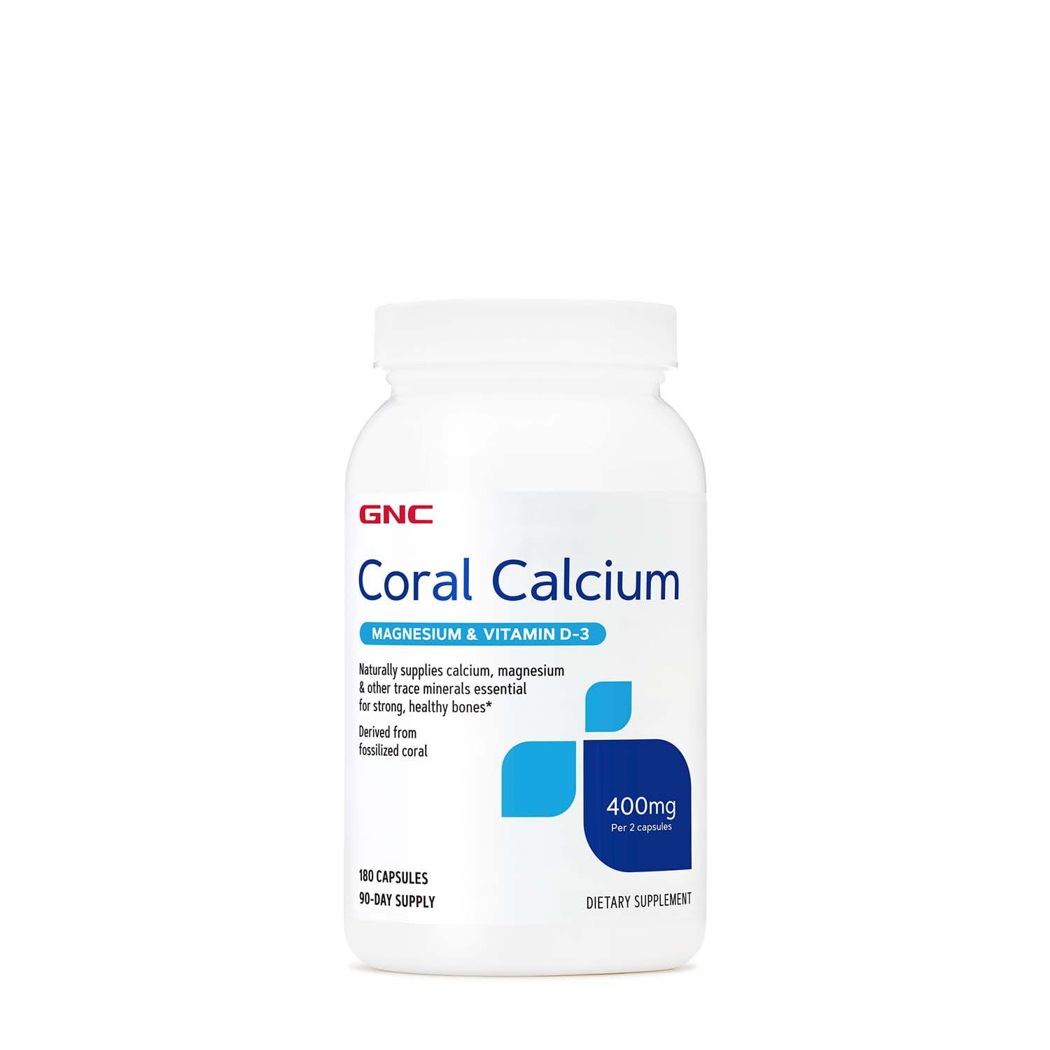 GNC Coral Calcium 400mg with Magnesium and Vitamin D3, 180 Capsules, Supplies