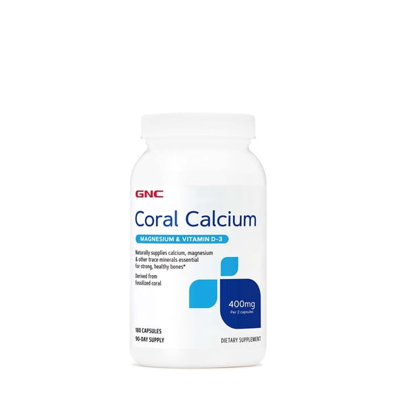 GNC Coral Calcium with Magnesium and Vitamin D-3 400mg | Supplies Calcium and Magnesium for Healthy Bones and Teeth | 180 Count