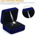 thumbnail image 3 of (Bleu) Boîte à Bagues en Velours avec Lumière LED pour Mariage, Proposition, 3 of 5