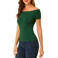thumbnail image 4 of Unique Bargains Women's Halloween Costume Short Sleeve Off Shoulder Crop Top L Dark Green, 4 of 7