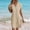 *Beige, variant on ClodeEU Women's V Neck Short Sleeve Button Down Shirt Dress, Solid Color Casual Dress Beige,Women's Plus L