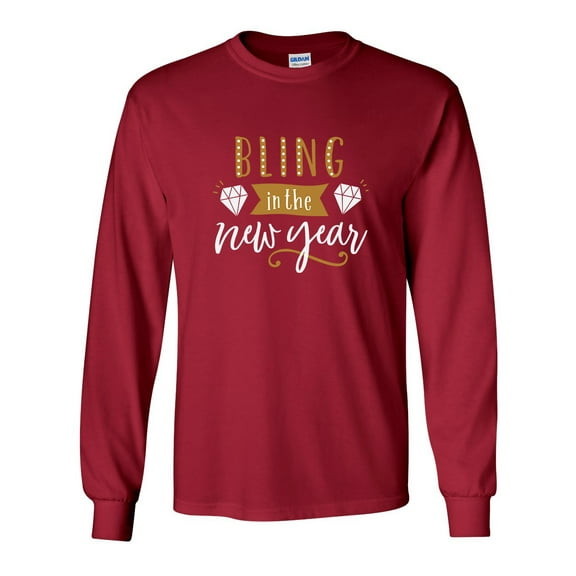 Bling in the New Year Unisex Adult Long Sleeve T-shirt-Cardinal Red-xxl