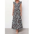 thumbnail image 6 of PRETTYGARDEN Women's Boho Floral Maxi Dress Summer Smocked V Neck Ruffle Sleeve Spring Flowy Beach Vacation Sundresses, 6 of 6