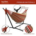 thumbnail image 5 of Lazy Daze Double Cotton Hammock with Space Saving Steel Stand Includes Portable Carrying Bag and Head Pillow Brazilian-Style Hammock for Indoor Outdoor Patio 450 LBS Capacity, Red&Yellow, 5 of 7