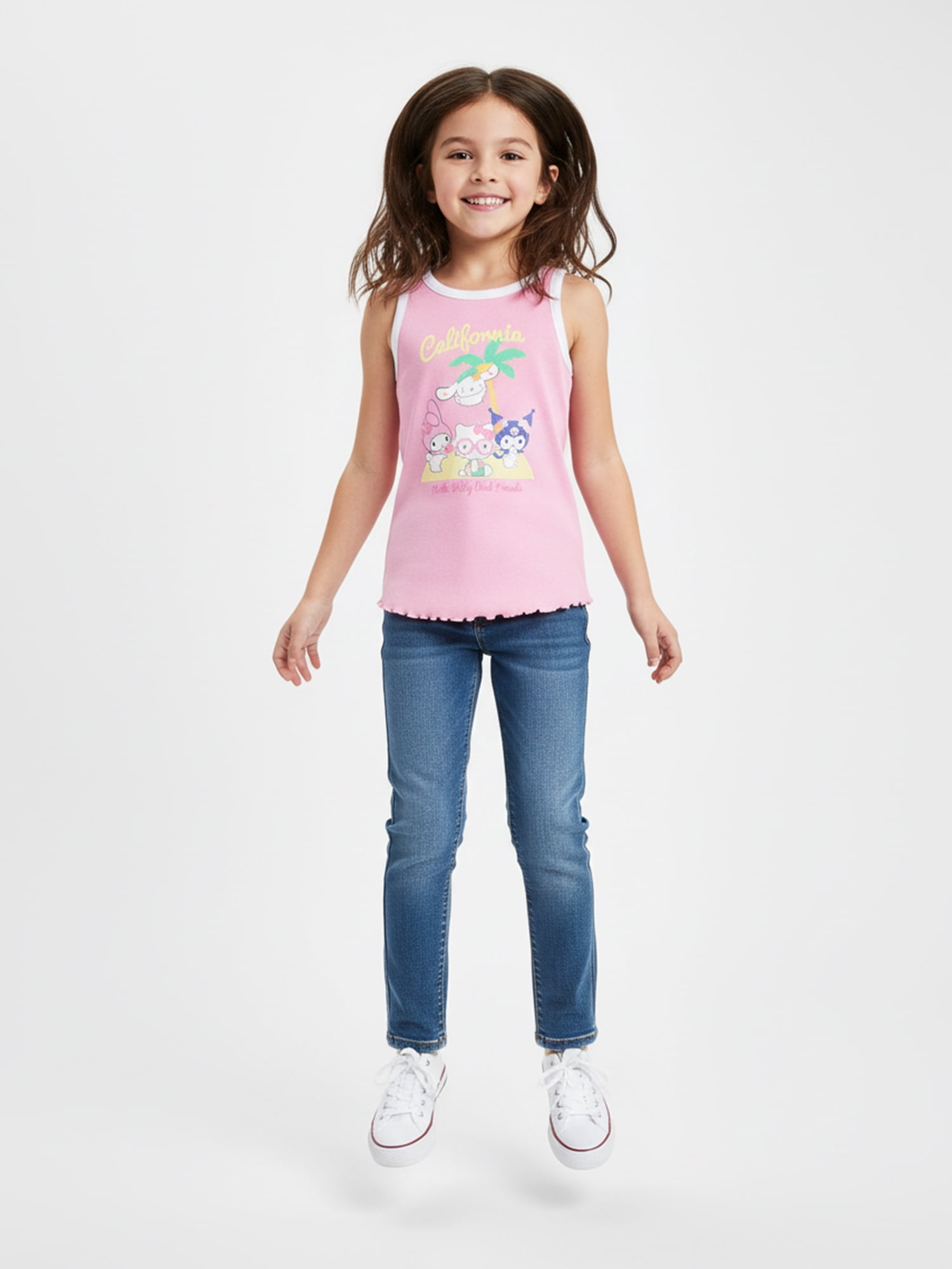 Sanrio Girls Hello Kitty and Friends Vacation Ringer Graphic Tank Top, Sizes 4-16