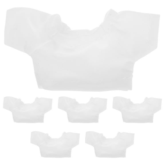 6Pcs White Basic Tee Shirts for Bears Soft Comfortable Classic Design Stylish Collar Dual Purpose