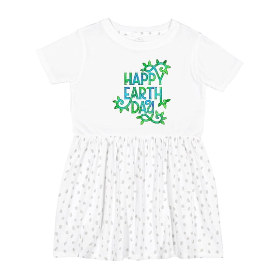Inktastic Happy Earth Day with Leaves Girls Toddler Dress