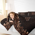 thumbnail image 3 of Erosebridal Brown Leopard Print Full Size Comforter Sets for Girls Women, Monogrammed R Bedding Sets, Black Reversible 3-Piece, 1 Comforter and 2 Pillowcases, 3 of 6