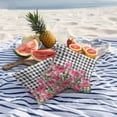 thumbnail image 5 of Pink Tulip Flower Outdoor Pillow Covers Pack of 2 Spring Floral Black White Plaid Green Leaf Waterproof Throw Pillow Covers Decorative Cushion Cases for Patio Garden Tent Balcony Couch 26x26 inch, 5 of 9