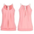 thumbnail image 2 of Débardeur Camisole Femme Été Tendance Col Rond Plissé Sans Manches Décontracté Basique Rose G, 2 of 4