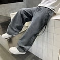 thumbnail image 7 of WUANDIXFA Boys Baggy Jeans, Wide Leg Elastic Waist Denim Pants Loose Fit Trousers Vintage Y2K Streetwear (Dark Blue, 15-16 Years), 7 of 7