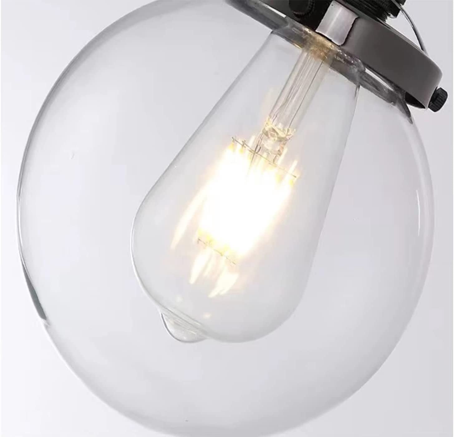 Kiven L-Type track lighting pendants,L track pendant lights with Clear Glass Lampshade,Vintage Track Lighting Fixture for Kitchen Hallway Cafe,Black(1 pack)