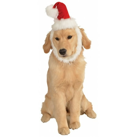 Santa Hat with Beard Pet Costume Accessory - Medium/Large