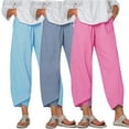 thumbnail image 2 of HAOYUNL Linen Pants Women's Summer Leg Pants Elastic Waist Wide Leg Loose Cotton Linen Palazzo Pants Pajama Pants S-5XL, 2 of 9