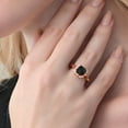 thumbnail image 4 of Gem Stone King 2.21 Ct Cushion Checkerboard Black Onyx White Created Sapphire 18K Rose Gold Plated Silver Ring, 4 of 6